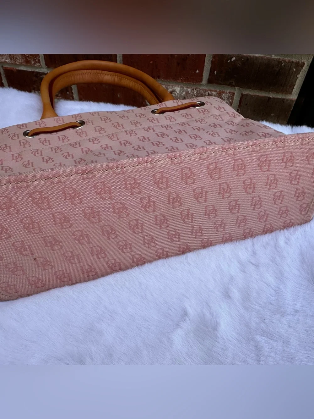 Dooney & Bourke Pink Signature Logo Tassel Tote Bag - Picture 10 of 16